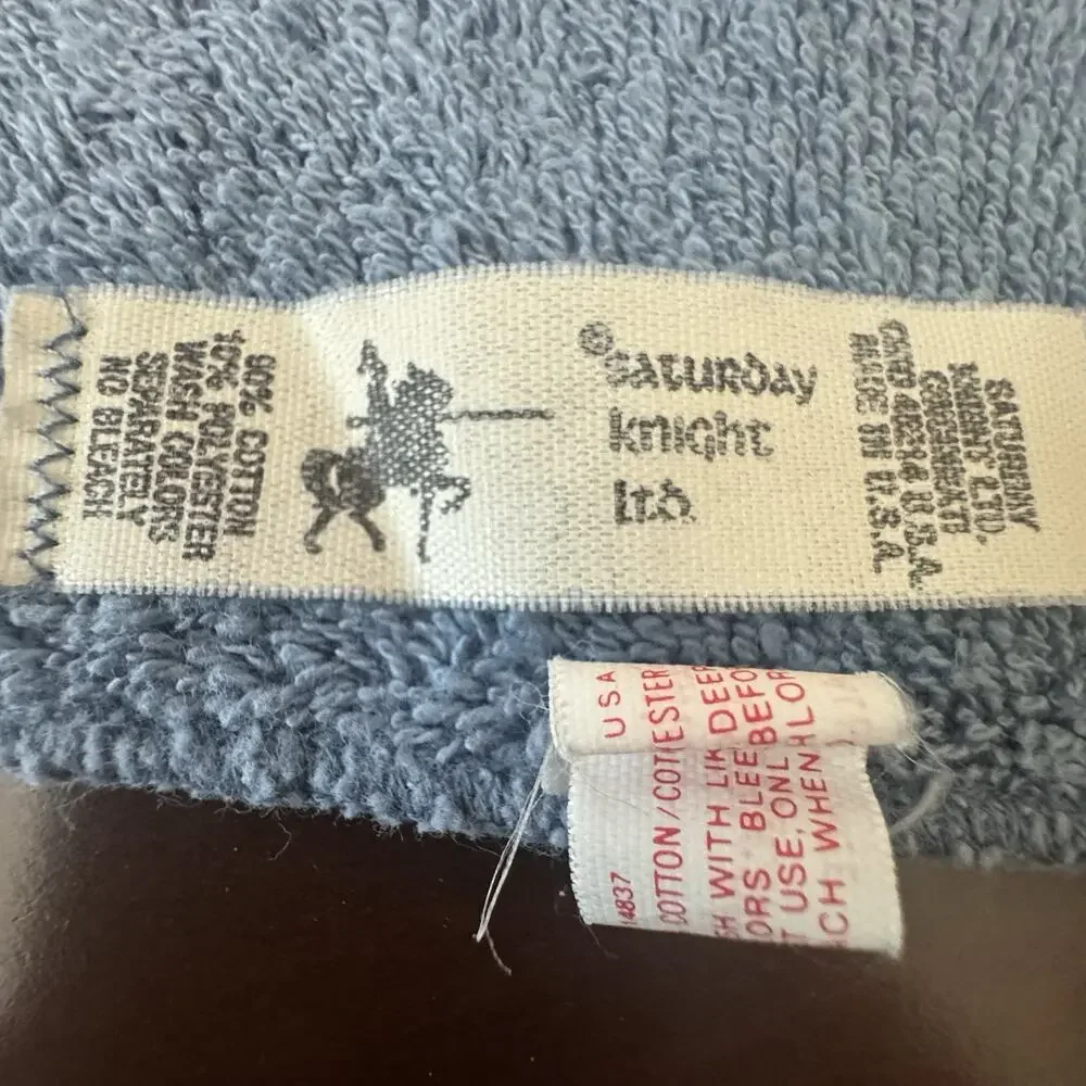VTG Saturday Knight Bath Towel & Wash Rag Blue Sea Shell Embellished Cotton US
